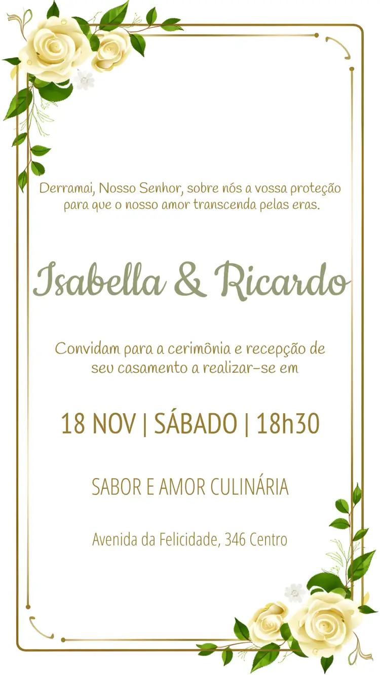Convite Casamento Floral Verde editável e personalizável