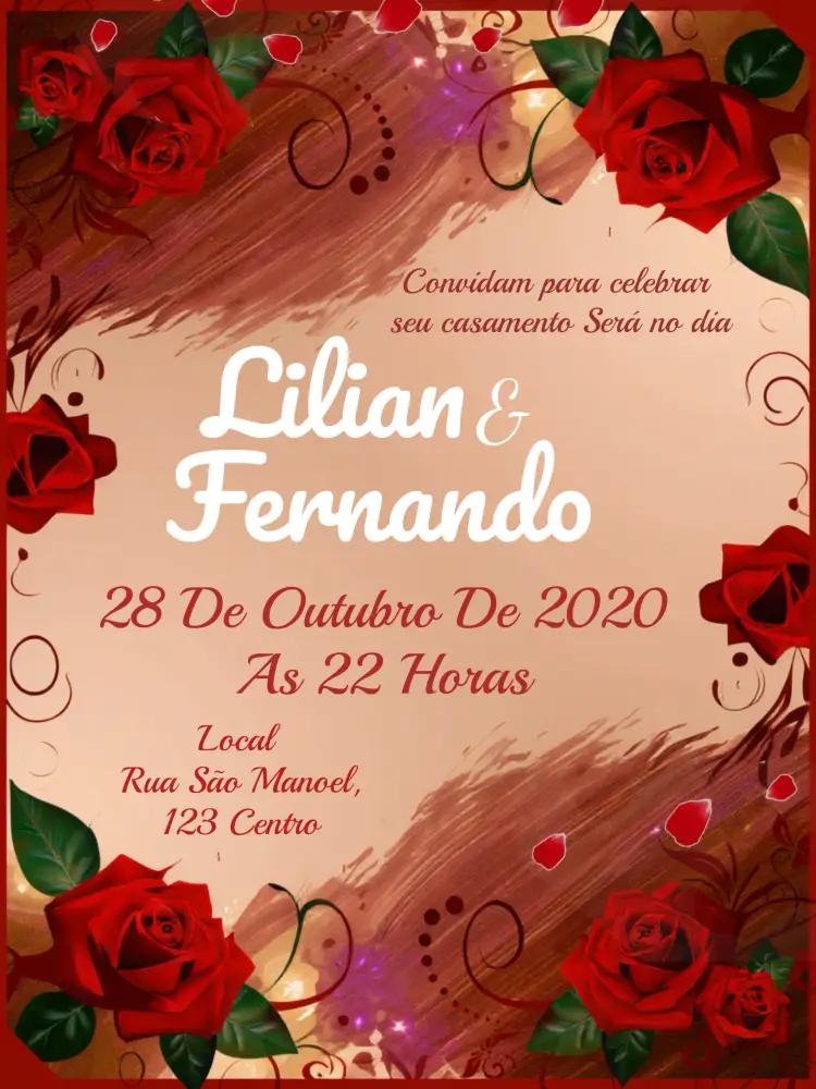 Convite Casamento Floral Vermelho