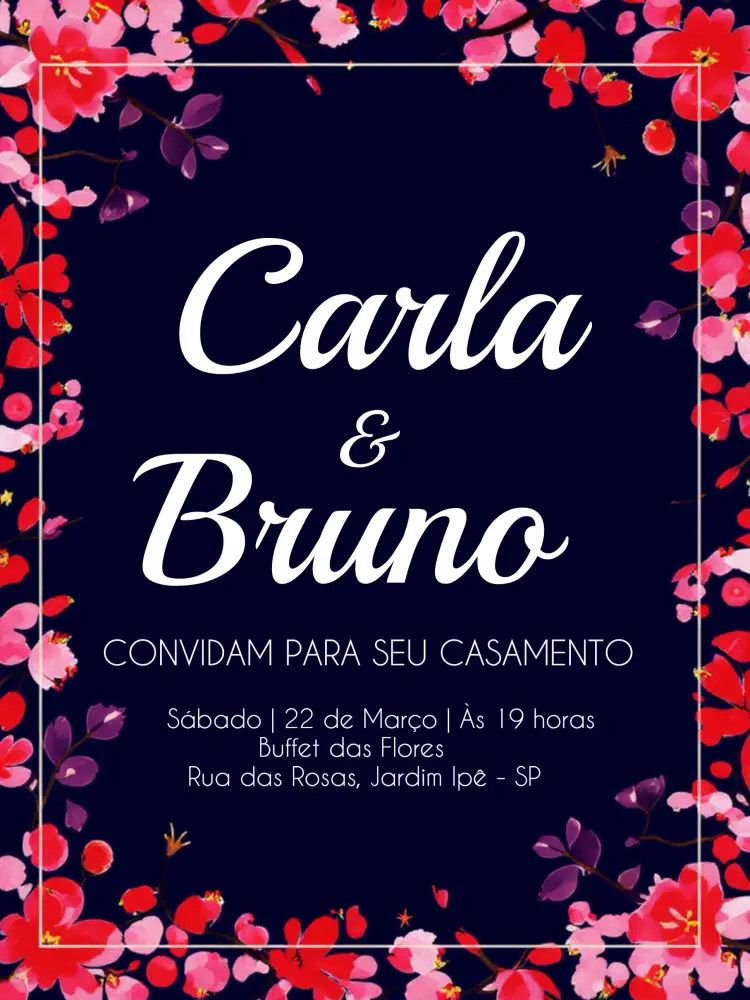Convite Casamento Floral Vermelho