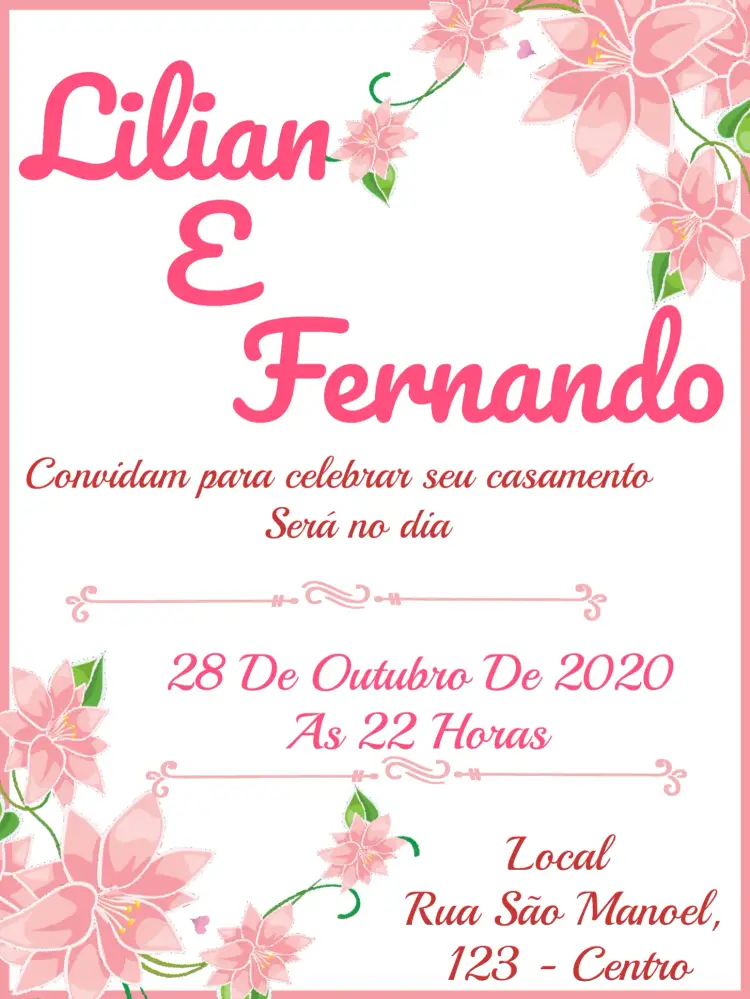 Convite Casamento Floral Vermelho