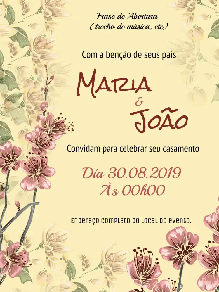 Convite Casamento Floral Vintage