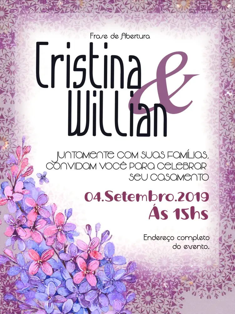 Convite Casamento Floral Vintage