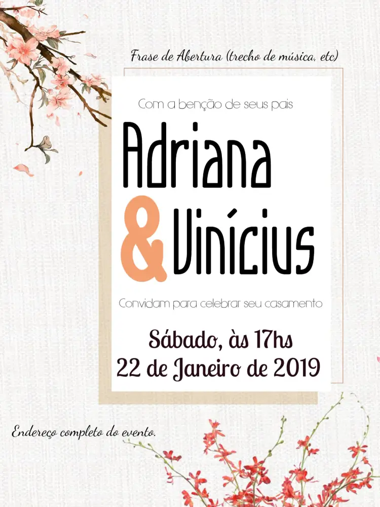 Convite Casamento Floral Vintage