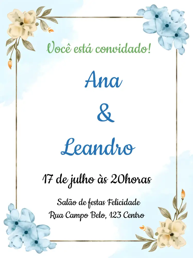 Convite Casamento Flores Branco – tema Casamento floral, elegante, romântico, minimalista, moderno