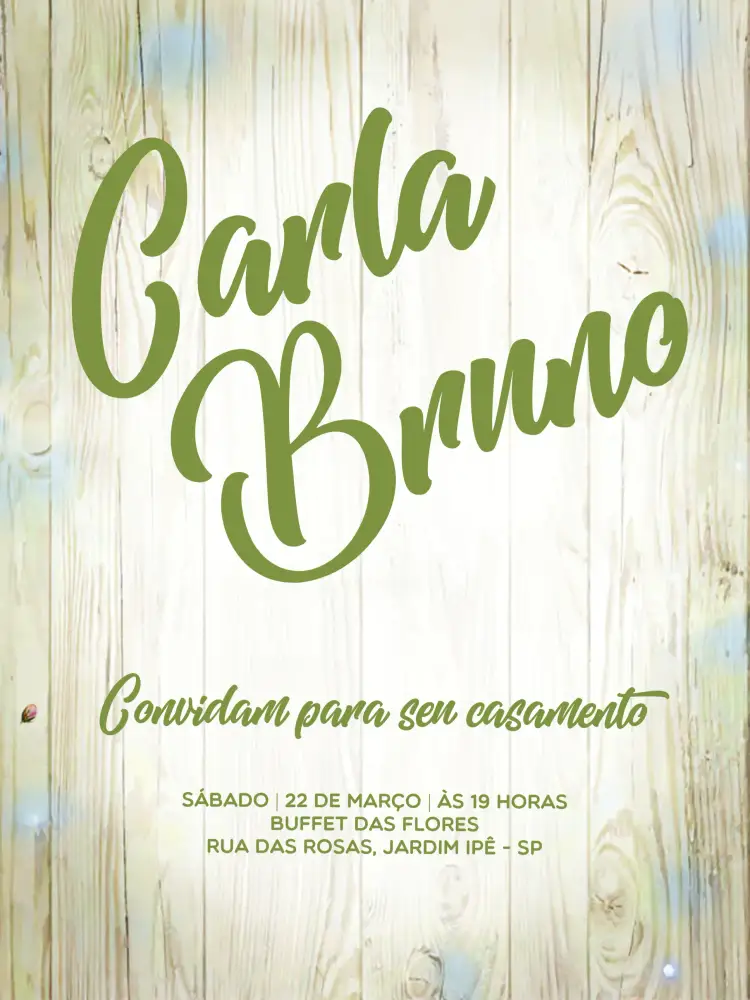 Convite Casamento Folhagem – tema Casamento folhagem, verde, branco, minimalista, rústico, elegante