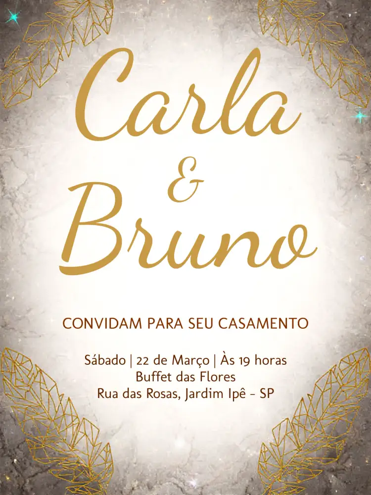 Convite Casamento Folhagem Branco – tema Casamento elegante, romântico, minimalista, moderno, natural, sustentável