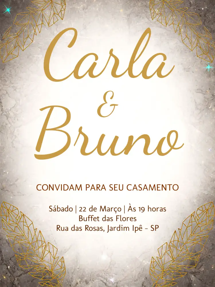 Convite Casamento Folhagem Branco