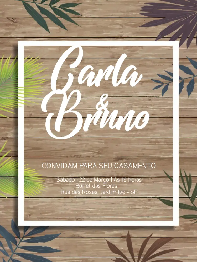 Convite Casamento Folhagem Tropical