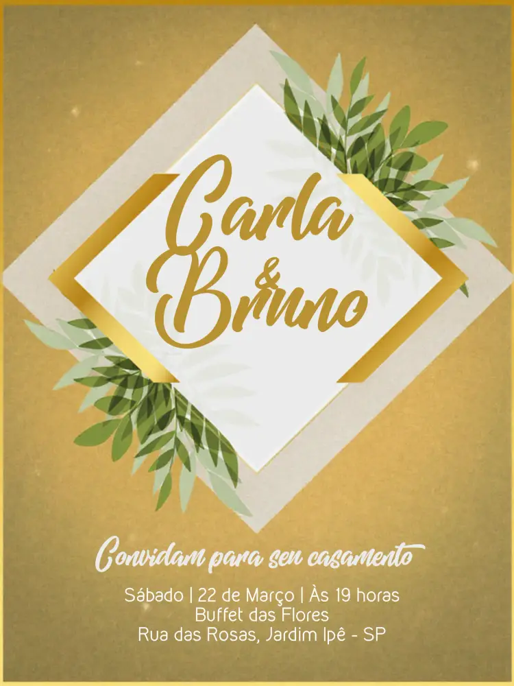 Convite Casamento Folhagem Verde