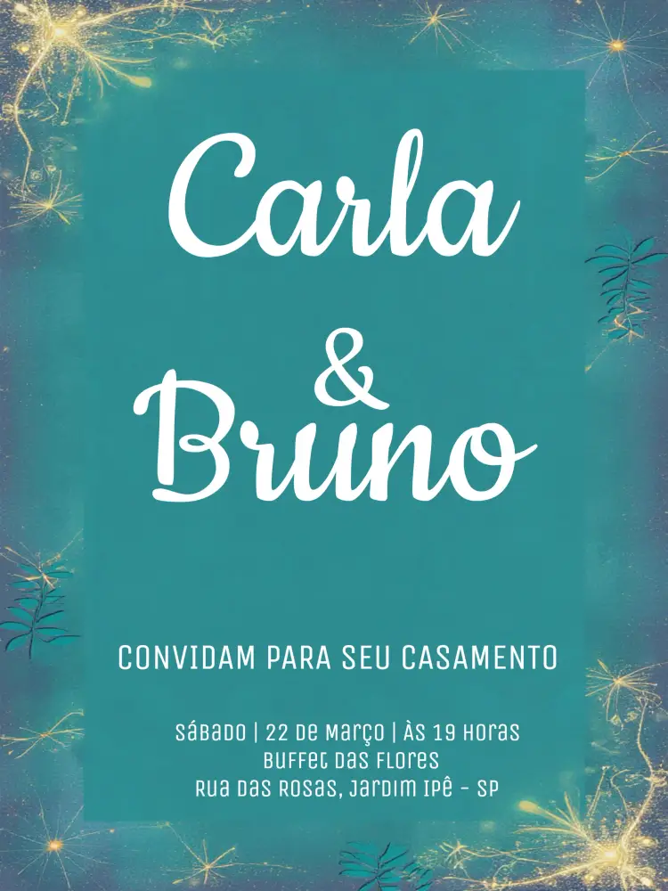 Convite Casamento Folhagens Minimalista