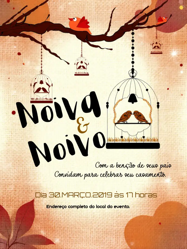 Convite Casamento Jardim Marrom – tema Casamento moderno, elegante, natural, rústico, minimalista, boho