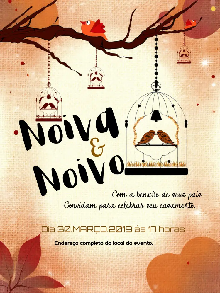 Convite Casamento Jardim Marrom