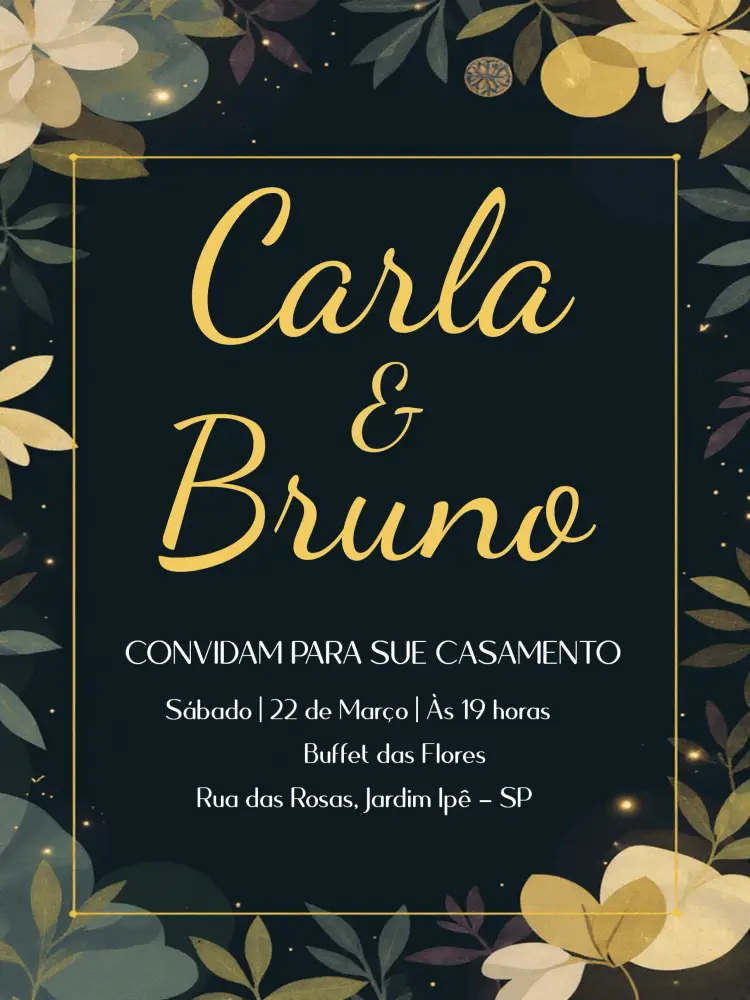 Convite Casamento Minimalista Amarelo