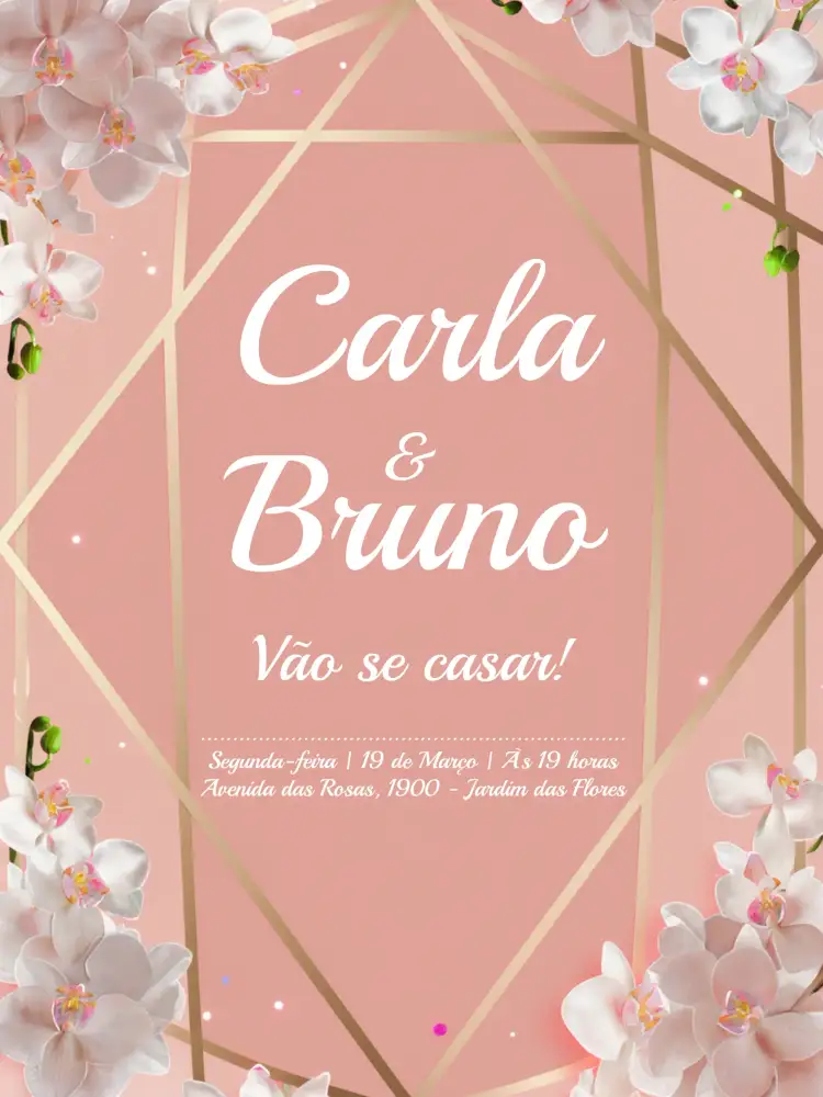 Convite Casamento Minimalista Rosa E Dourado Noivos – tema 15 anos minimalista, rosa, dourado, elegante, moderno, sutil