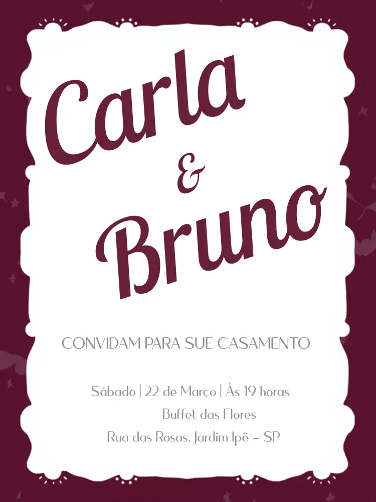 Convite Casamento Minimalista Vermelho