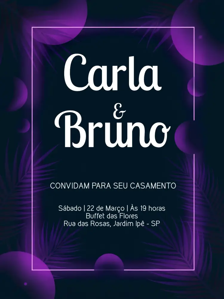Convite Casamento Neon Led