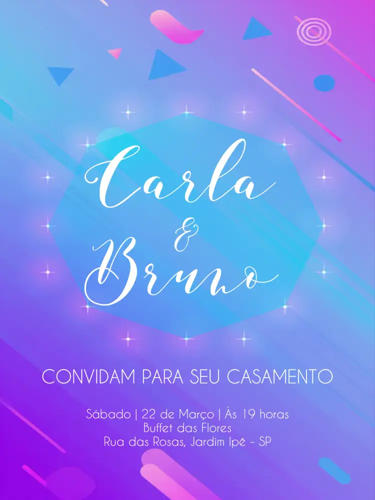 Convite Casamento Neon Moderno