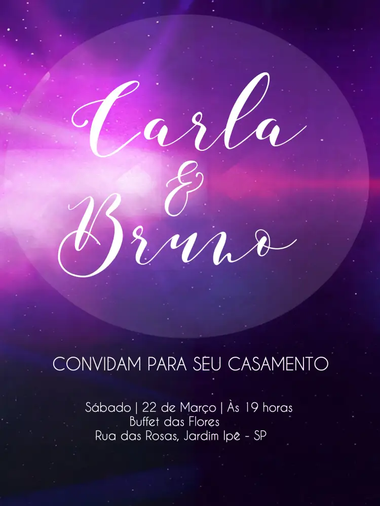 Convite Casamento Neon Roxo