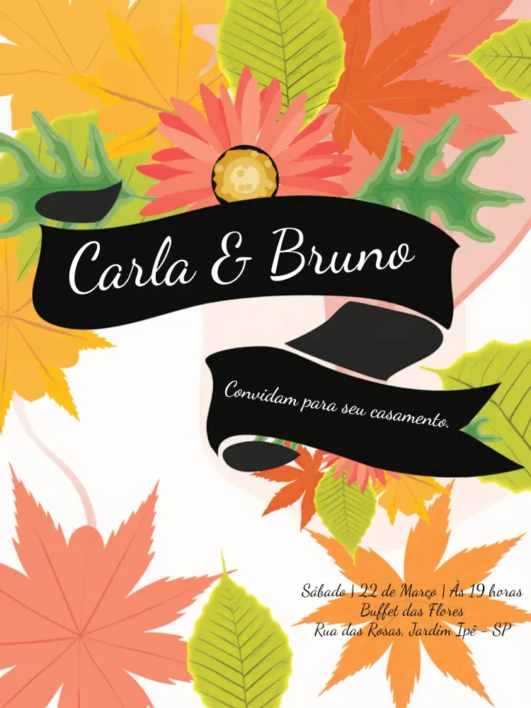 Convite Casamento Outono Folhas