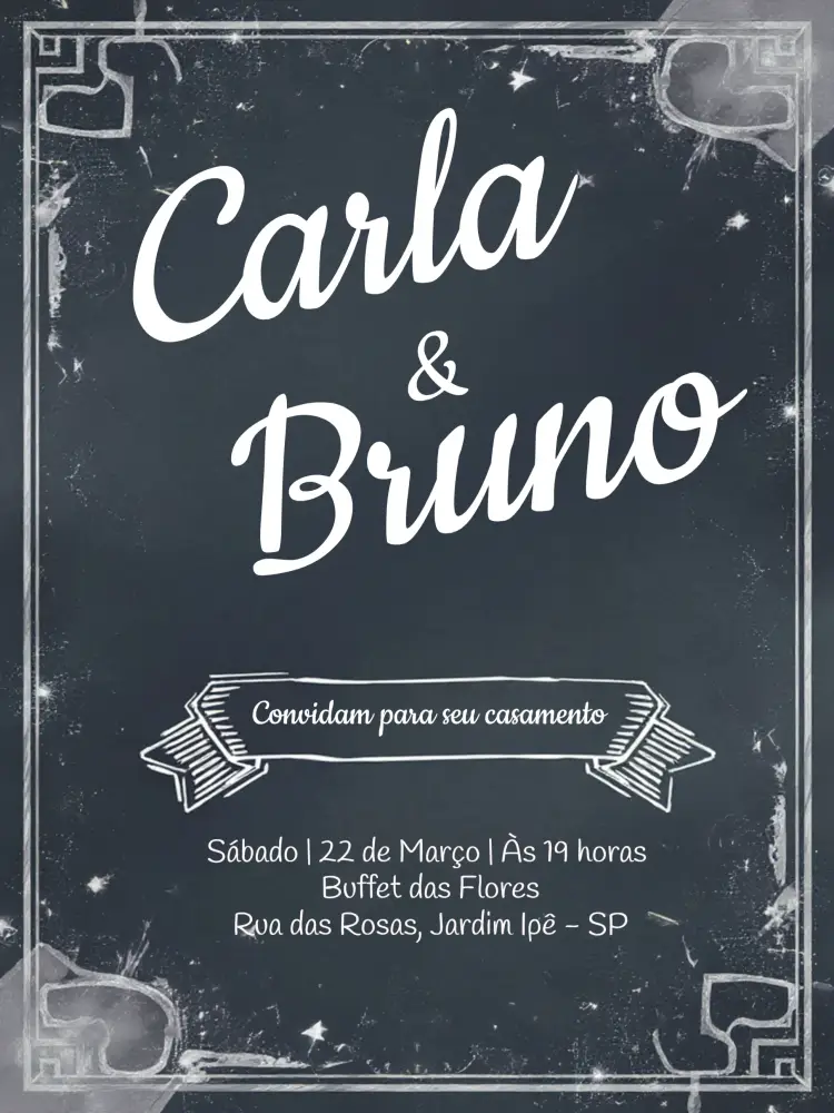 Convite Casamento Quadro Negro Chalkboard