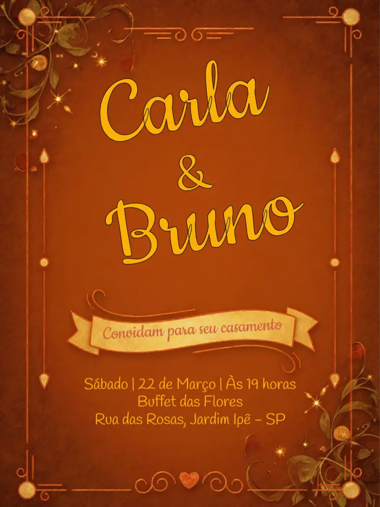 Convite Casamento Romântico Bege