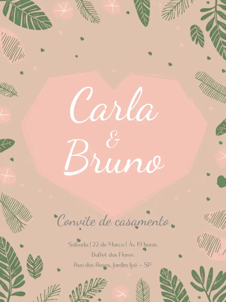 Convite Casamento Romântico Branco – tema Casamento romântico, branco, minimalista, elegante, natureza