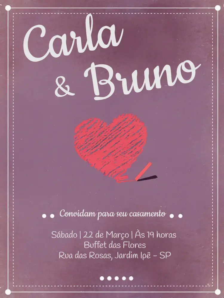 Convite Casamento Romântico Chalkboard