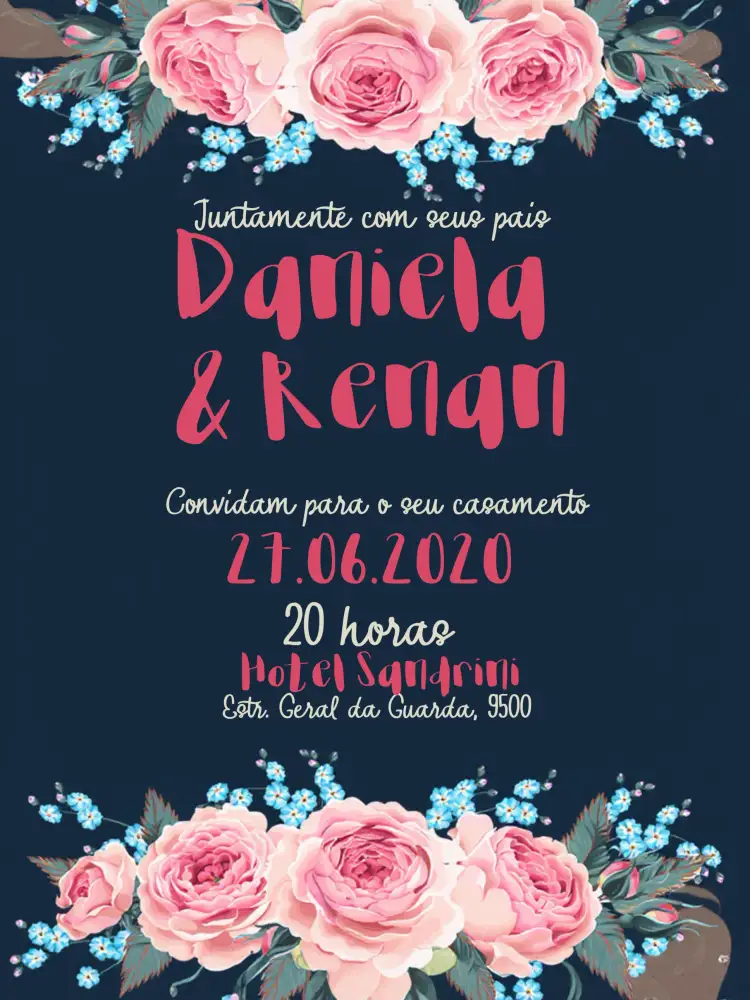 Convite Casamento Romântico Clássico Floral Moderno – tema Mais pesquisados floral, romântico, clássico, moderno, colorido, elegante