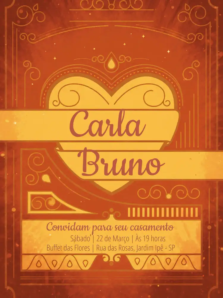 Convite Casamento Romântico Vermelho – tema Casamento romântico, vermelho, bege, corações, elegante, moderno