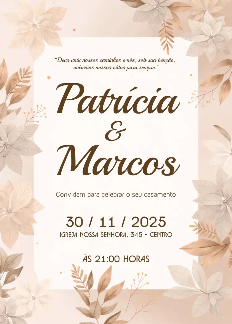 Convite Casamento Rosa