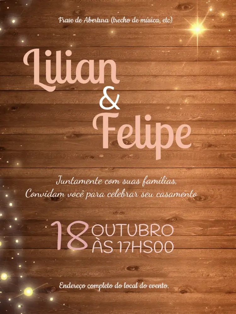 Convite Casamento Rústico Casal – tema Casamento rústico, madeira, natural, vintage, boho, romântico