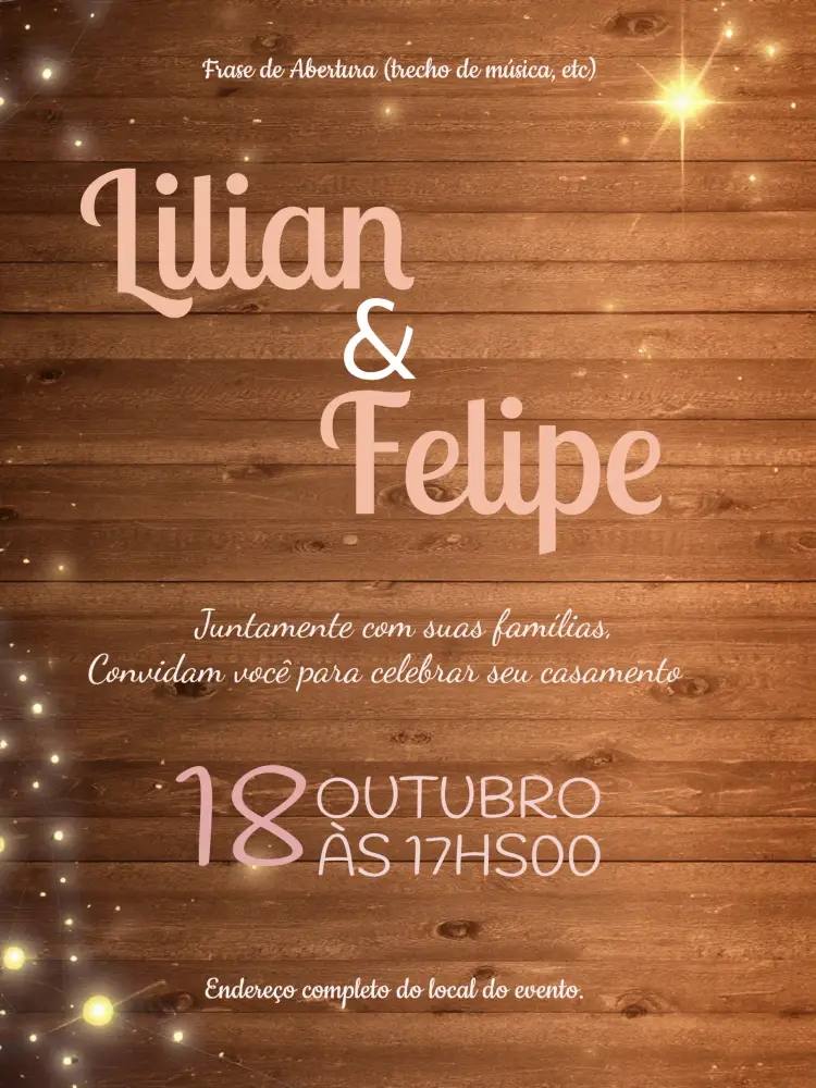 Convite Casamento Rústico Casal