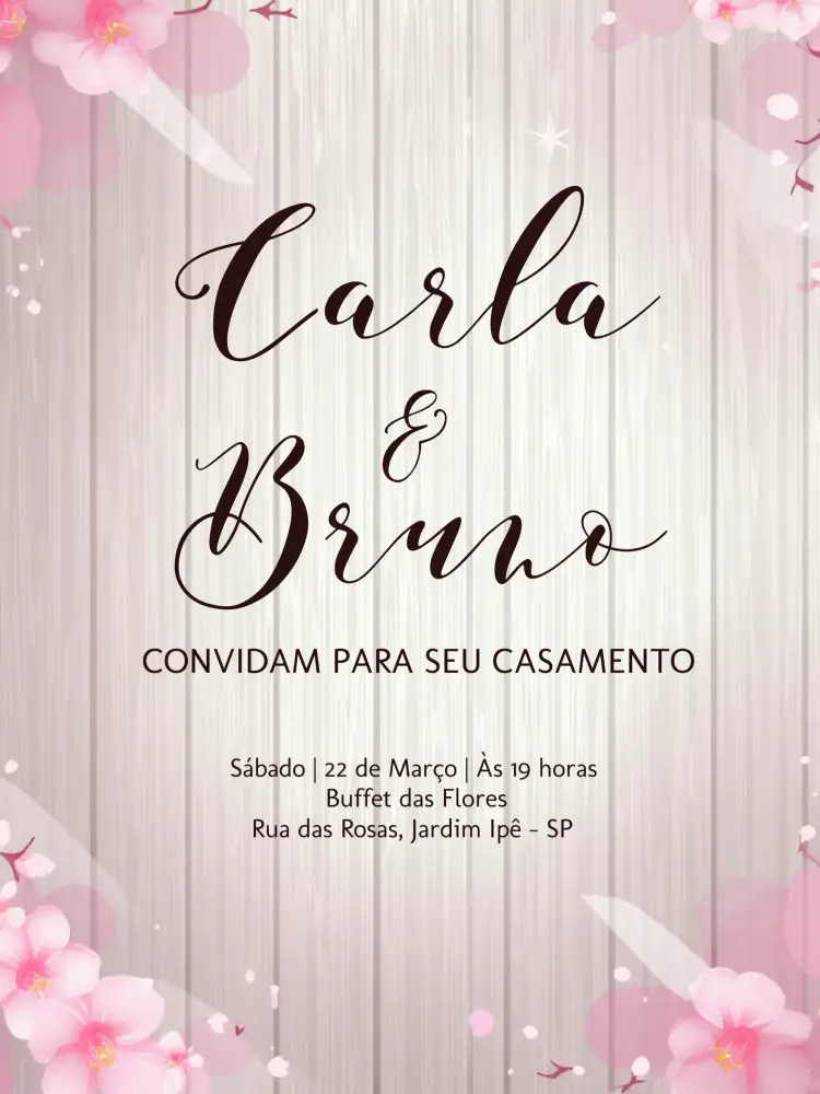 Convite Casamento Sakura Cerejeira