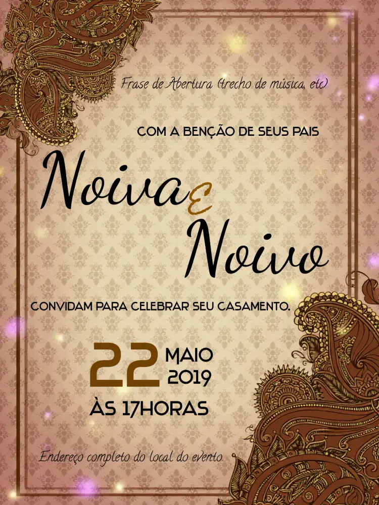 Convite Casamento Tribal Arabescos