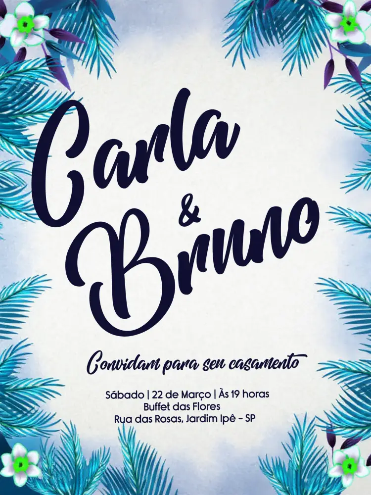 Convite Casamento Tropical Branco