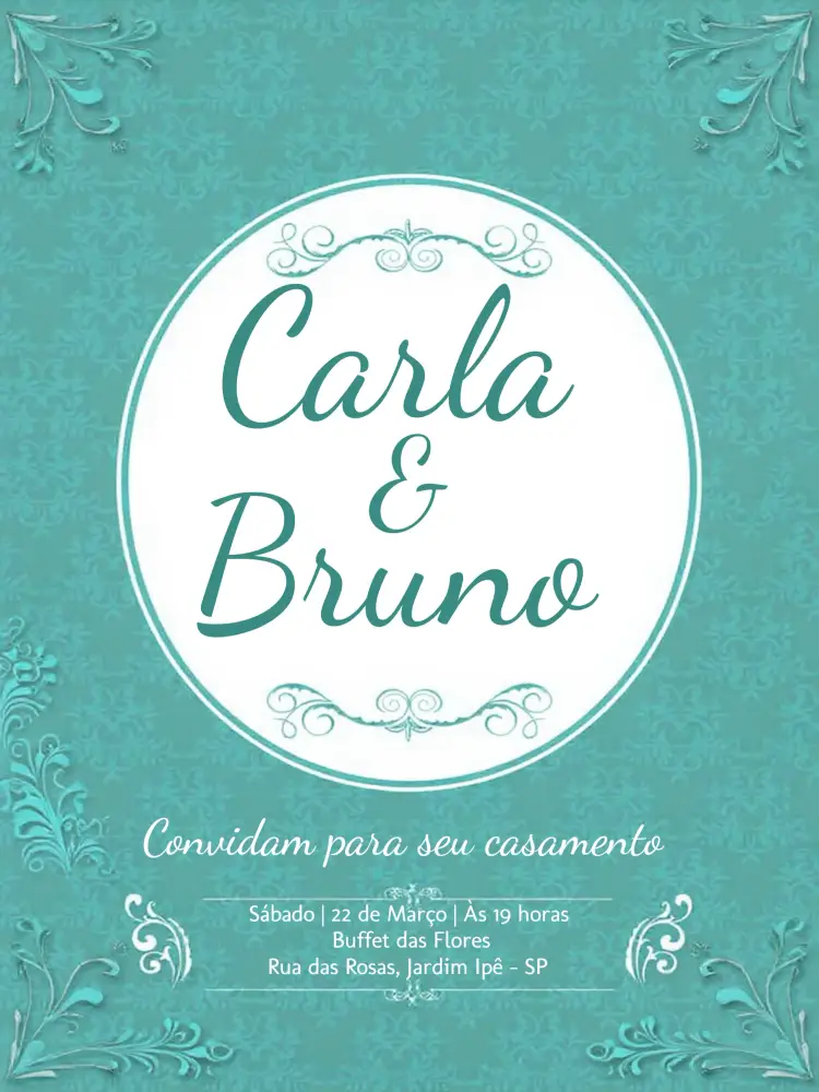 Convite Casamento Verde Tiffany Elegante