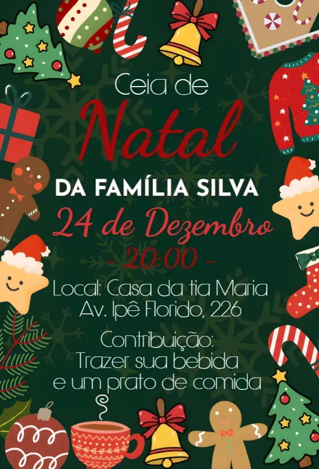 Convite Ceia de Natal Christmas eve