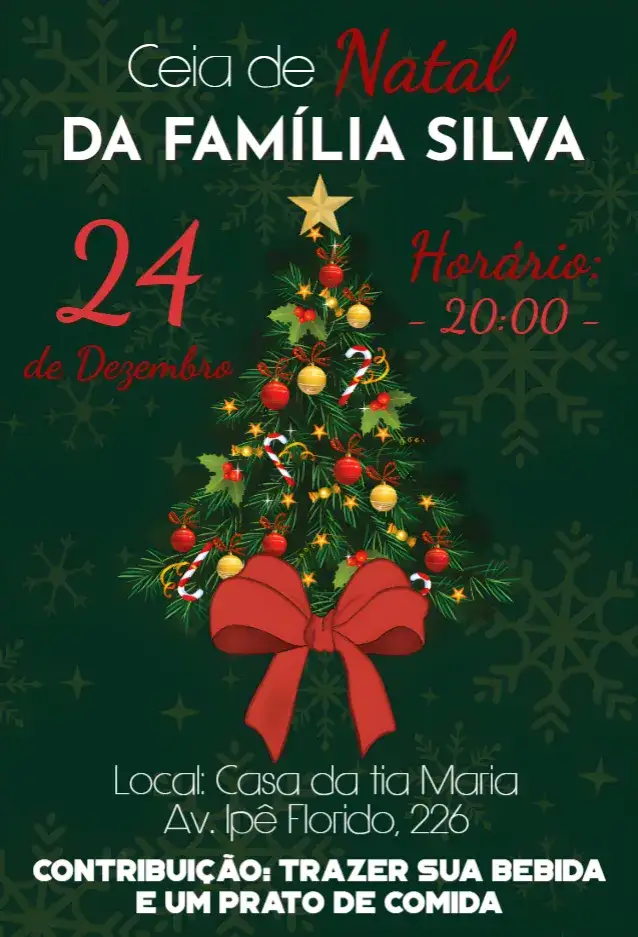 Convite Ceia de Natal em família – tema Mais pesquisados festivo, tradicional, colorido, aconchegante, vintage