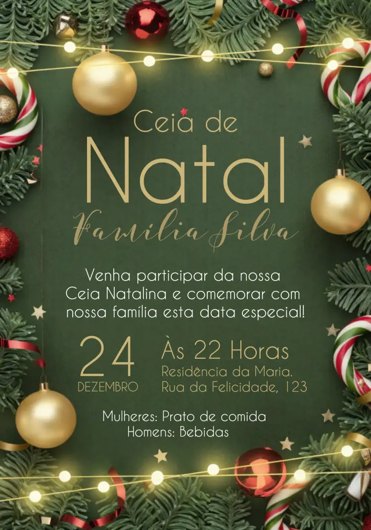 Convite Ceia De Natal Noel