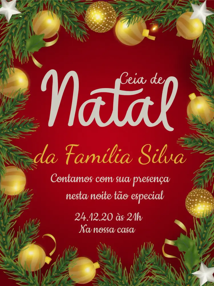 Convite Ceia De Natal Vermelho