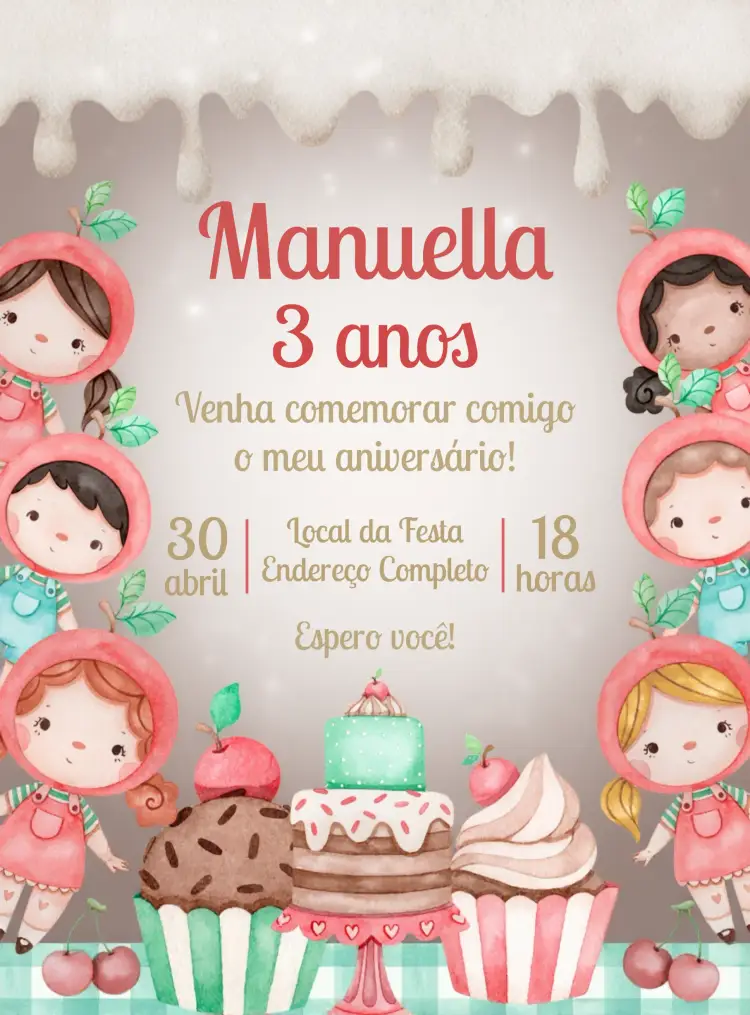 Convite Cerejinha Brigadeiro