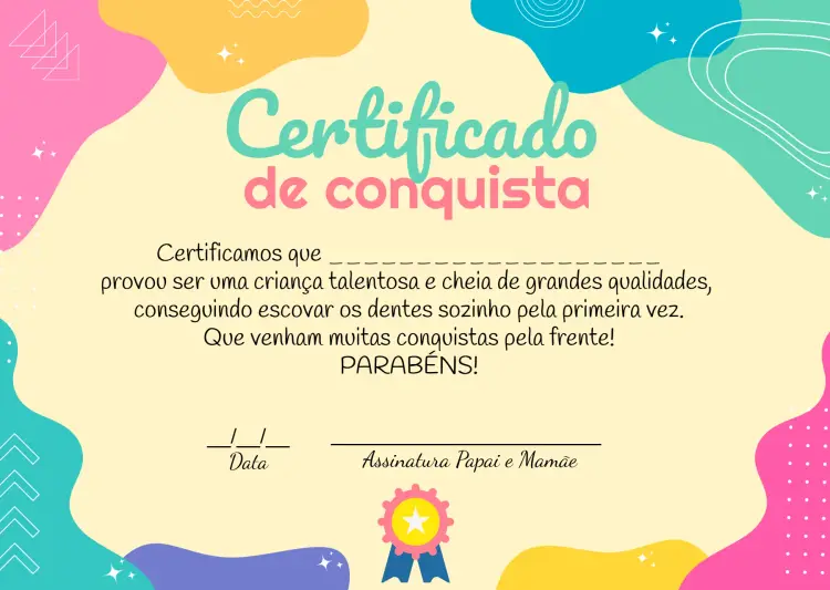 Convite Certificado De Conquista Infantil Coragem Colorido