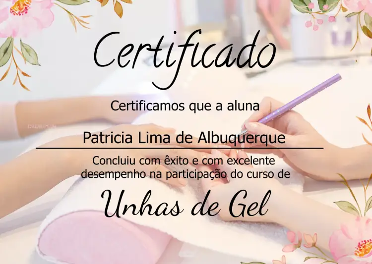Convite Certificado Unhas De Gel Digital – tema Mais pesquisados manicure, floral