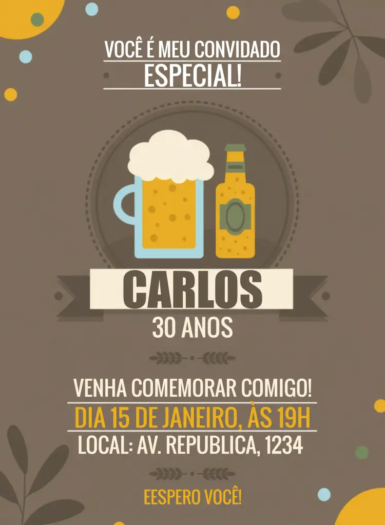 Convite Cerveja Boteco Amarelo