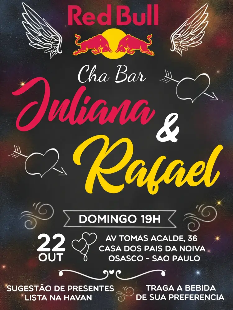 Convite Chá Bar Red Bull Cha