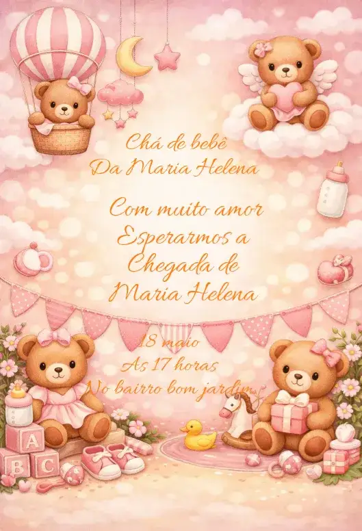 Invitación Baby Shower – tema Tarjeta pastel, tierno, infantil, moderno, minimalista