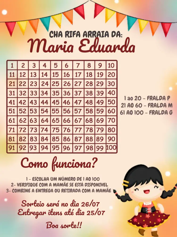 Convite Chá De Bebê Arraiá Amarelo – tema Chá de Panela junino, colorido, festivo, brincadeiras, alegre, vibrante