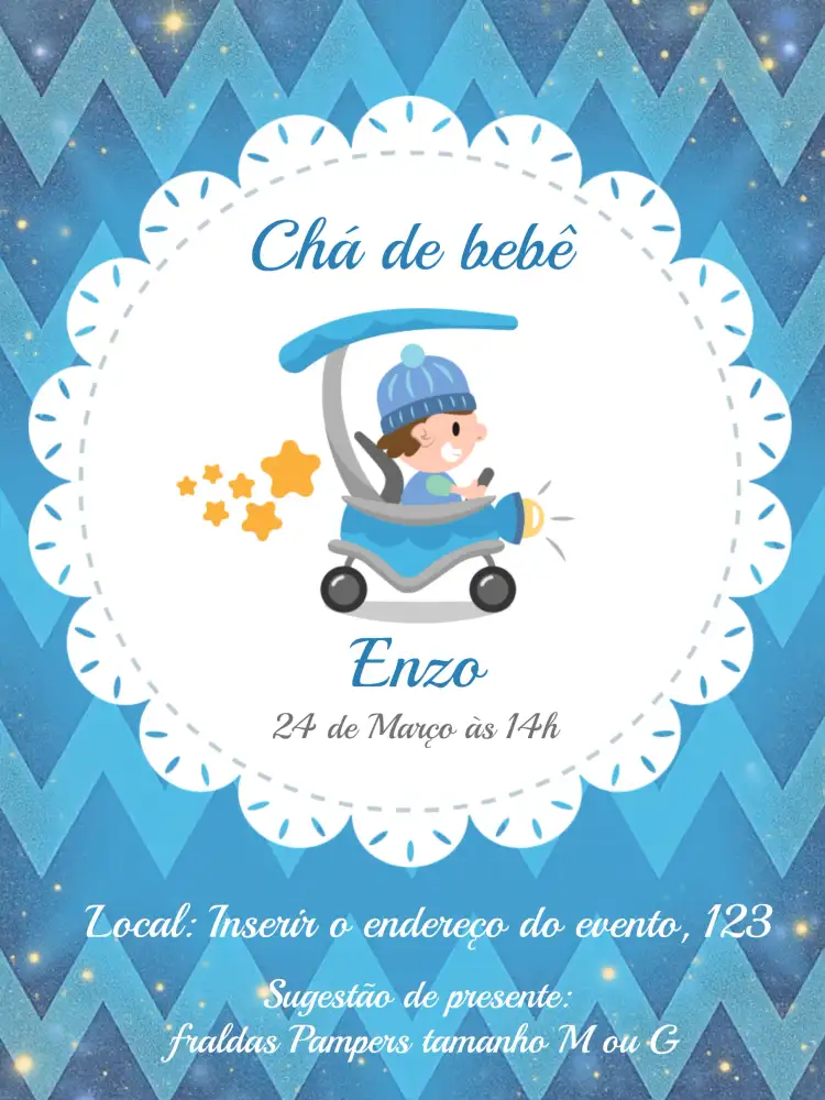 Chá De Bebê Azul - Menino