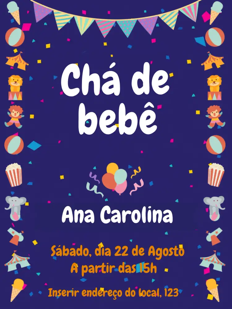Chá De Bebê Circo - Azul Vintage