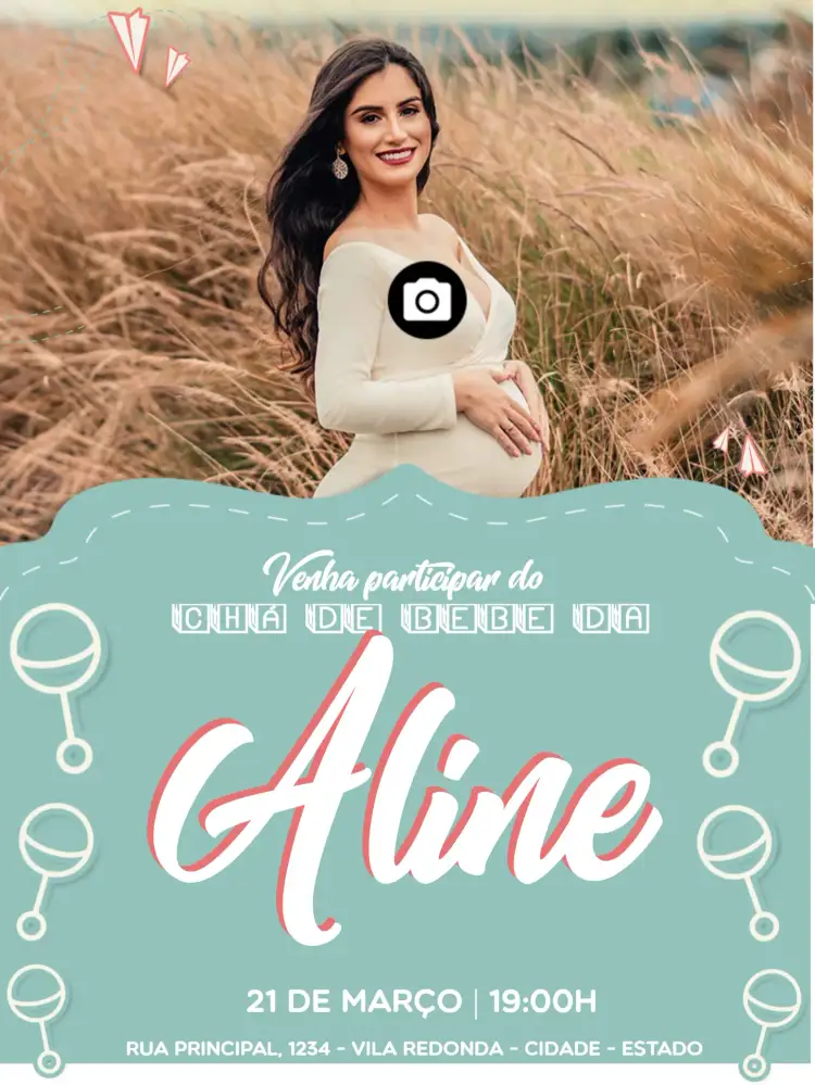 Convite Chá De Bebê Com Foto – tema Mais pesquisados moderno, colorido, minimalista, fofo, infantil, alegre